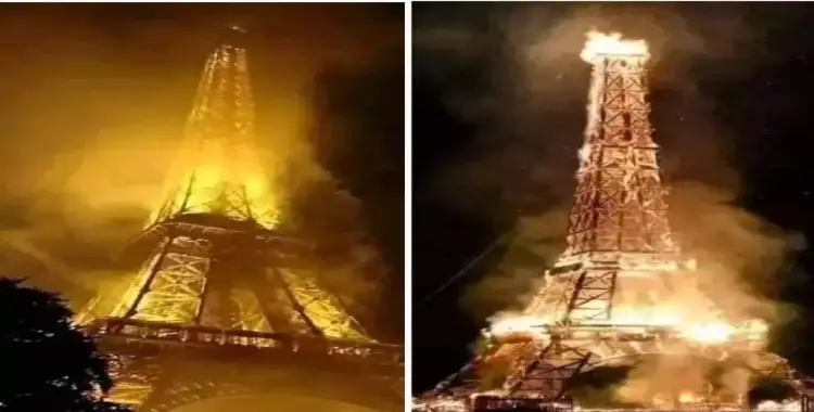  هل برج إيفل احترق جراء مظاهرات الجزائريين في فرنسا؟ 