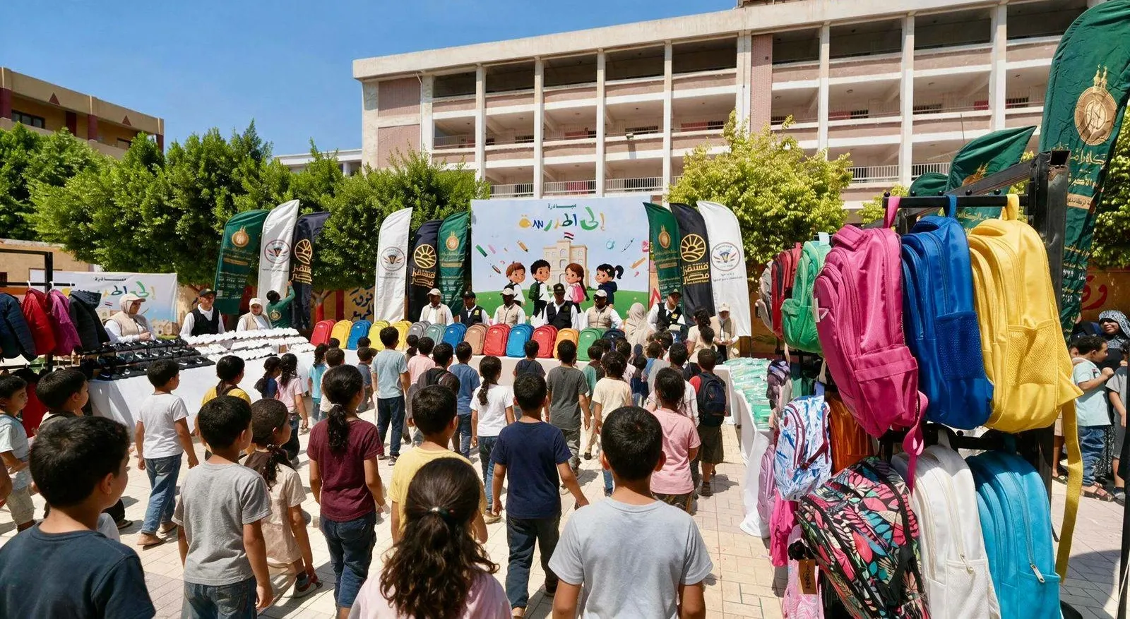 أماكن المرحلة الرابعة بمبادرة إلى المدرسة لتوزيع الحقائب والمستلزمات