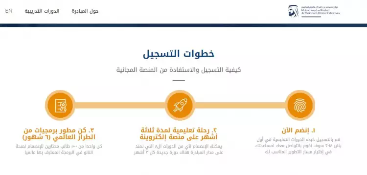 خطوات التسجيل في مبادرة مليون مبرمج عربي