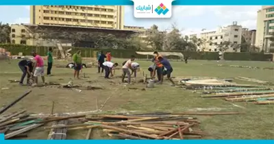 جامعة القاهرة تستعد للمهرجان الكشفي بأرض الملاعب (صور)