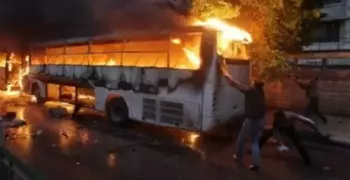حريق هائل في أتوبيس بـ«سيدي جابر»