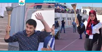 العميد يسلم شعلة افتتاح أسبوع الفتيات لطالبة المنيا المثالية