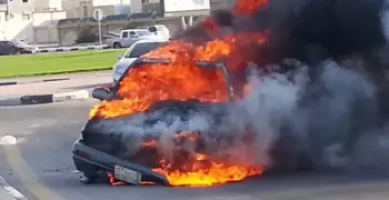 احتراق سيارة على محور 26 يوليو