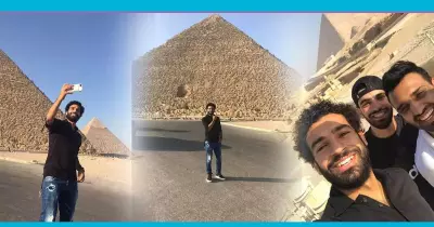 «أبو صلاح في الهرم».. اللاعب محمد صلاح يزور الأهرامات (صور)