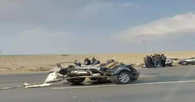 حادث طريق السويس المروع.. السيارة انقسمت نصفين