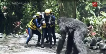 شاهد.. رد فعل شهيرة بعد رؤية غوريلا «رامز في الشلال»