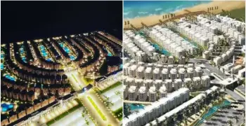 أين يقع منتجع مارينا دلتا لاجونز الذي أحدث أزمة بتصميمه المشابه لشمعدان اليهود؟