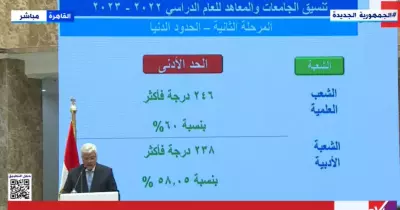 عدد طلاب المرحلة الثانية في التنسيق علمي وأدبي