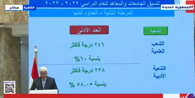  عدد طلاب المرحلة الثانية في التنسيق علمي وأدبي 