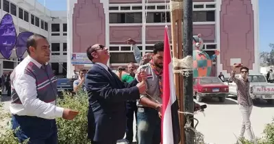 تحية العلم في جامعة العريش بحضور رئيس الجامعة