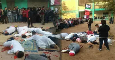 طلاب مدرسة بالدقهلية يجسدون حادث مسجد الروضة.. القاتل «تركيا وقطر وإسرائيل وإيران»