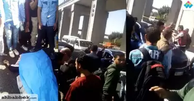 طلاب الأزهر يقطعون طريق السيارات بسبب تكرار حوادث الموت أمام الجامعة (فيديو)