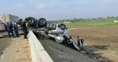 حادث الطريق الإقليمي بالمنوفية اليوم.. 4 ضحايا والسيارات تهمشت بالكامل «صور»