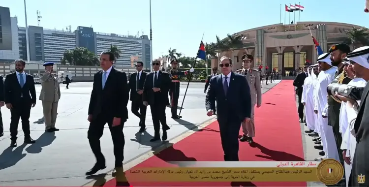  لحظة استقبال الرئيس السيسي للشيخ محمد بن زايد بمطار القاهرة.. زيارة أخوية 