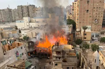 حريق ستوديو مصر بالهرم أقدم مواقع التصوير.. (فيديو وصور)