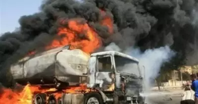 تفحم شخصين إثر حريق سيارة محملة بوقود الطائرات في جنوب سيناء