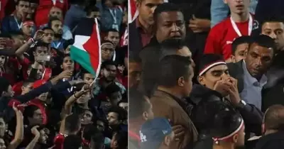 نيابة أمن الدولة العليا تحقق مع الطالب الذي رفع علم فلسطين في الاستاد