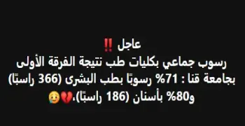 رسوب جماعي في جامعة قنا.. 80% أسنان و71% بشري