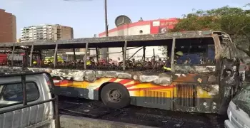 احتراق أتوبيس نقل عام بالقاهرة مع ارتفاع درجة الحرارة اليوم