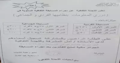 اتحاد حقوق عين شمس ينظم مسابقة «دوري المعلومات»