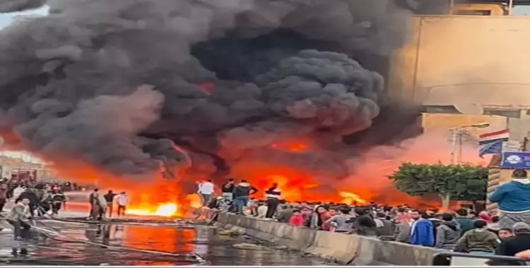  حادث كفر الدوار اليوم فيديو وصور.. حريق ضخم بسيارة محملة بالوقود 