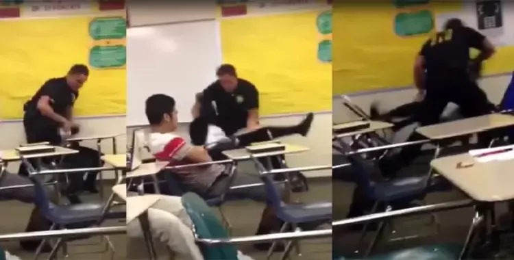  فيديو| رجل شرطة يتعامل بوحشية مع طالبة في مدرسة أمريكية 