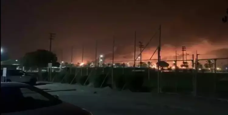  صورة حريق ارامكو بمدينة بقيق السعودية 