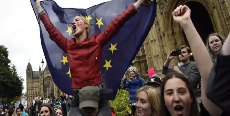  مظاهرات أمام البرلمان الأوربي رافضة لخروج بريطانيا من الاتحاد 