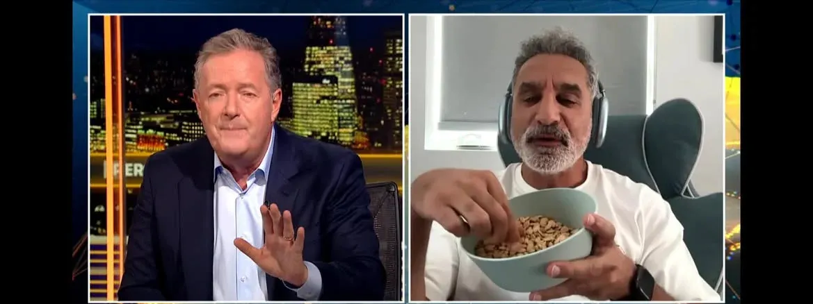 سر طبق اللب في حوار باسم يوسف مع بيرس مورغان.. فيديو
